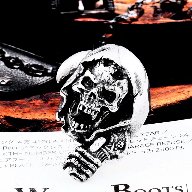 Beier new store 316L Stainless Steel ring skull Men's skull ring punk biker hand for gift High-quality jewelry LLBR8-559R
