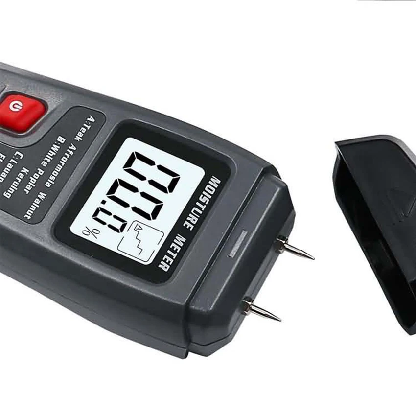 Digital LCD Display 0-99.9% Wood Humidity Tester Wood/Floor/Carton Moisture Meter 4 Modes Two Pins Timber Damp Detector