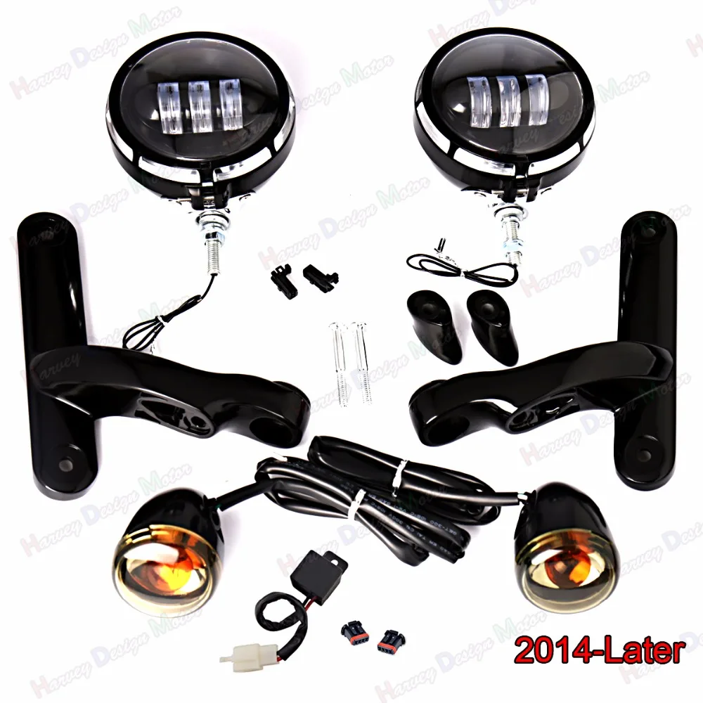 

Burst LED Auxiliary Lighting Gloss Black Bracket For Harley Touring Street Glide 2014 2015 2016 2017 2018