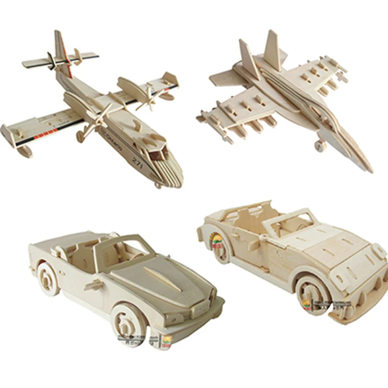 

Big Size plane car educational toy 3D model buildings wooden puzzles handmade Beaver Airplane wood gift game aircraft puzzle
