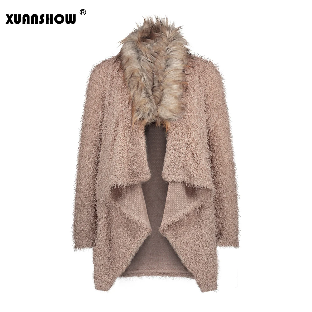 XUANSHOW 2018 новые модные женские туфли зимняя верхняя одежда плащи с длинным рукавом