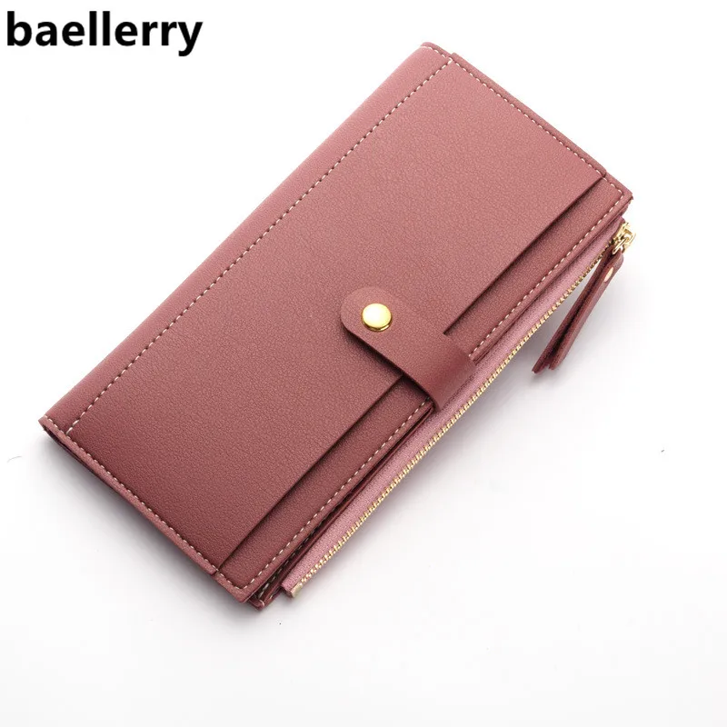 Брендовые длинные однотонные женские кошельки Baellerry модный кожаный кошелек на