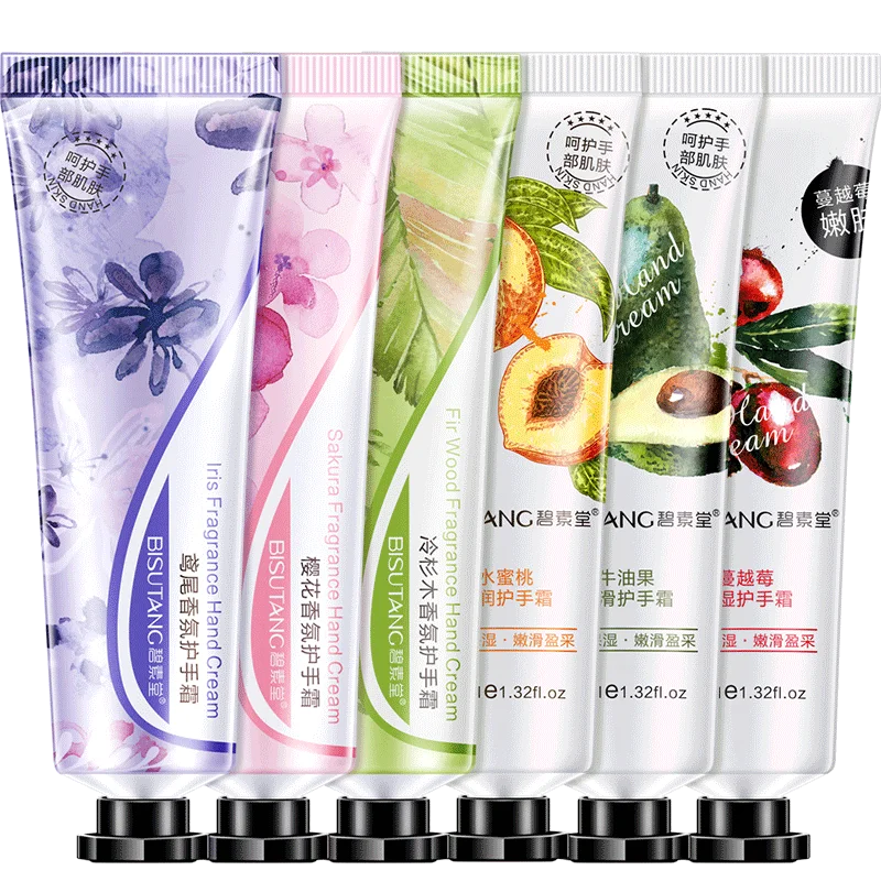 

BISUTANG New 4 Piece Set Cranberry Avocado Peach Iris Cherry Fir Tree Hand Cream Moisturizing Anti-Crystal Four Seasons