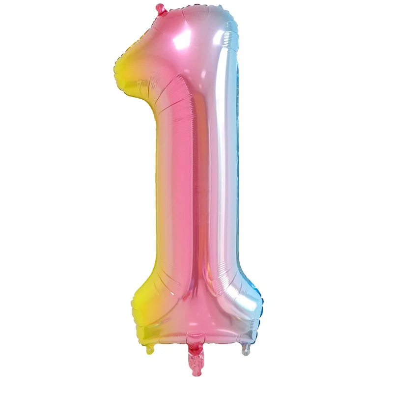 16 Вт, 30 Вт, 40 дюймов большой градиент Цвет воздушные шары из фольги в виде цифр 1st на день рождения Anniversaire вечерние украшения Baby Shower поставки 0-9 цифровой - Цвет: 1