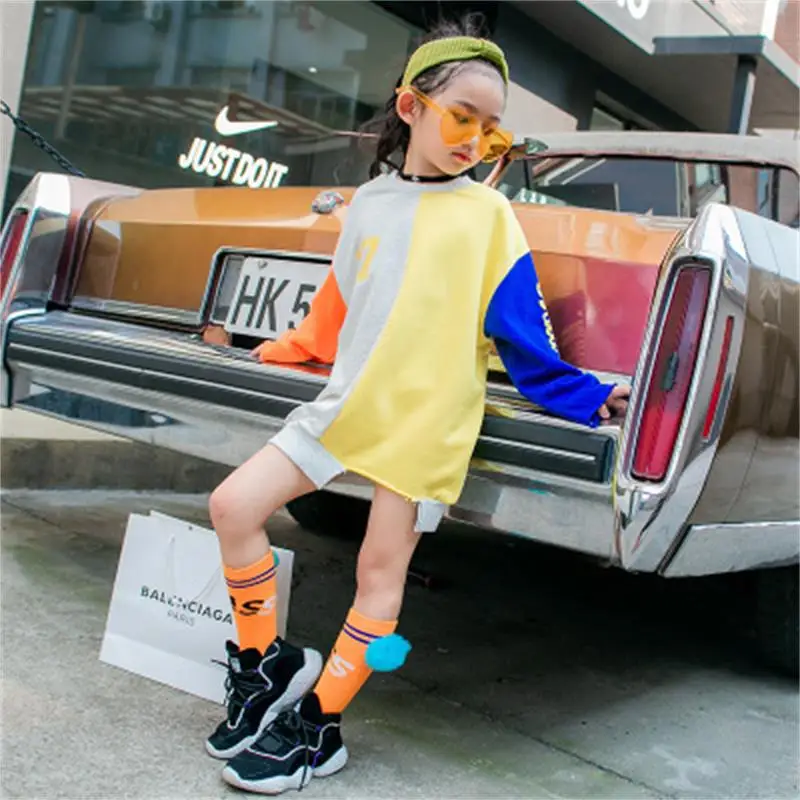 

Children's clothing girls sweater girls Korean casual color matching long pullover shirt big children's fashion sweater