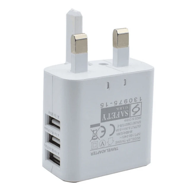 3 port USB UK Plug Portable Charger Universal Charging Head Travel