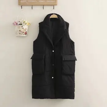 

S6 Winter Casual Vests 3XL Plus Size Women Clothing LONG Thick warm Padded Coat 7198