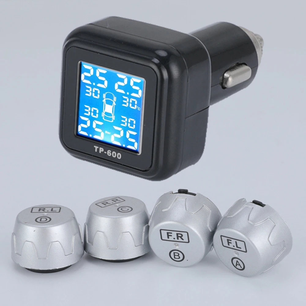 

New Wireless TPMS External Pressure Monitoring Tire Car Sensor Alarm Tire Pressure Real-time Monitoring With Cigarette Lighter
