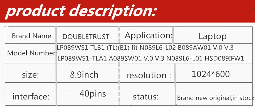 8,9 ''ЖК-дисплей экран A089SW01 B089AW01 N089L6-L02 LP089WS1 TLA1 для ASUS EPC 900 900HA 900HD для acer aspire one AOA110 AOA150 ZG5