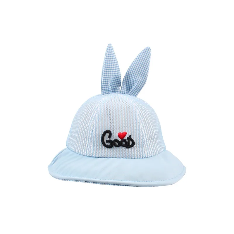 Mesh Bunny Baby Hat Breathable Soft Kids Hat Boys Girls Summer Sun Cap Wide Brim Lace Up Baby Hat With Ears Baby Girls Clothing (21)