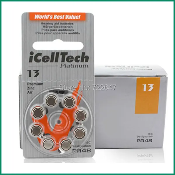 icelltech size 13 or PR48 hearing aids zinc air battery