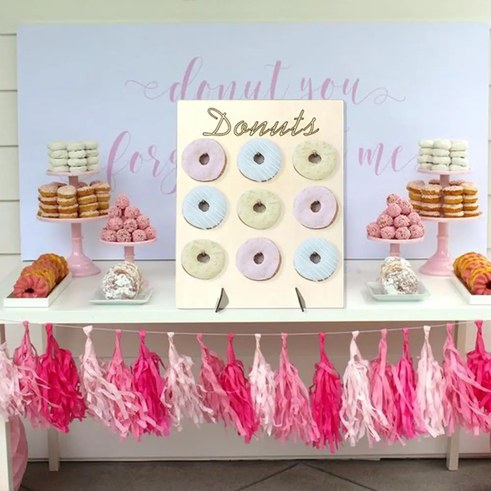 

Household Wooden Doughnut Holder Birthday Party Decoration Creative Candy Holder