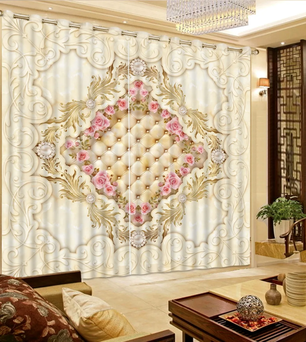 soft curtain flower ustomized size Luxury Blackout 3D Window Curtains For Living Room | Дом и сад