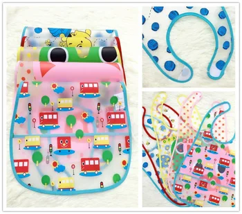 

DHL 200pcs Baby Bandana Bibs EVA Plastic Waterproof Lunch Bibs Infants Cartoon Bibs For Children Feeding Clothing