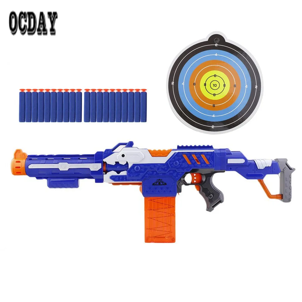 

OCDAY Electric Soft Bullet Toy Gun with Box Shooting Submachine Gun Weapon Soft Water Bullet Bursts Gun Outdoors Toys For Kids