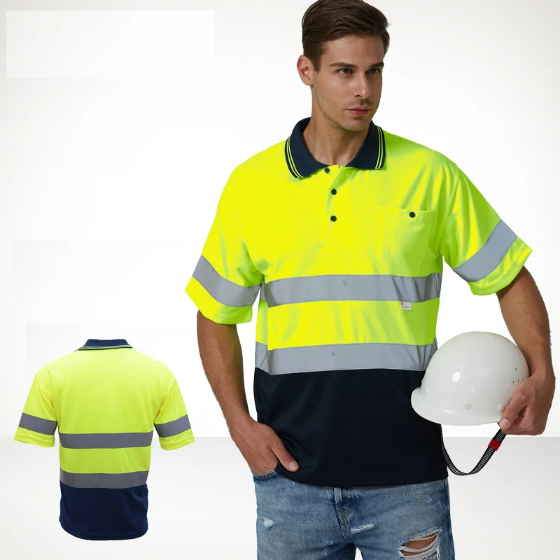 Мужская Светоотражающая рубашка с коротким рукавом 2 цвета|high visibility|reflective work