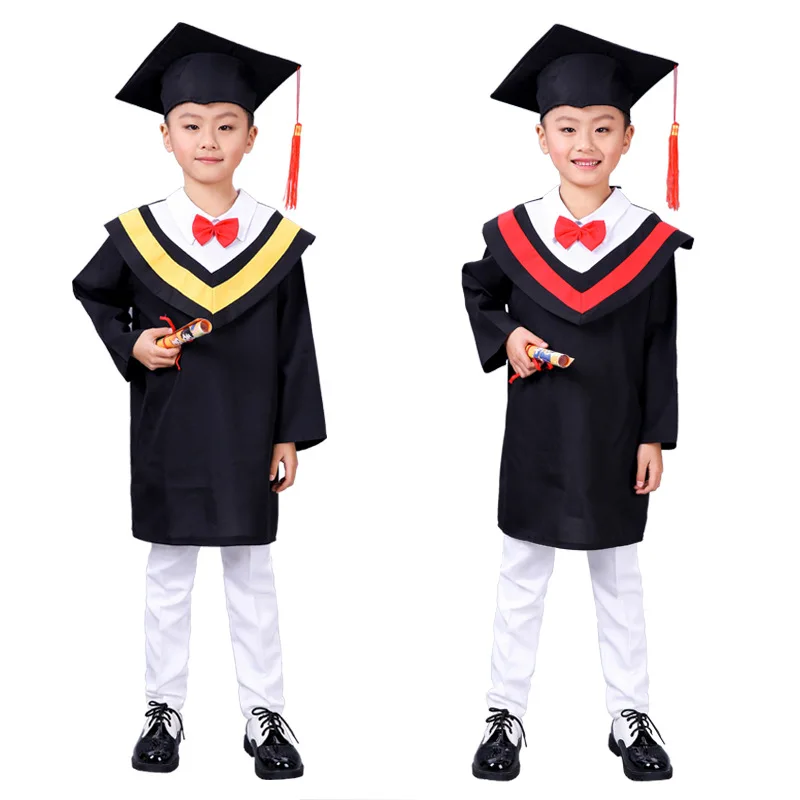 

Children Cosplay Gown Class School Group Graduation Uniforms Girl Doctor Cap Robes Stage Clothes Kids Performance Party Costumes