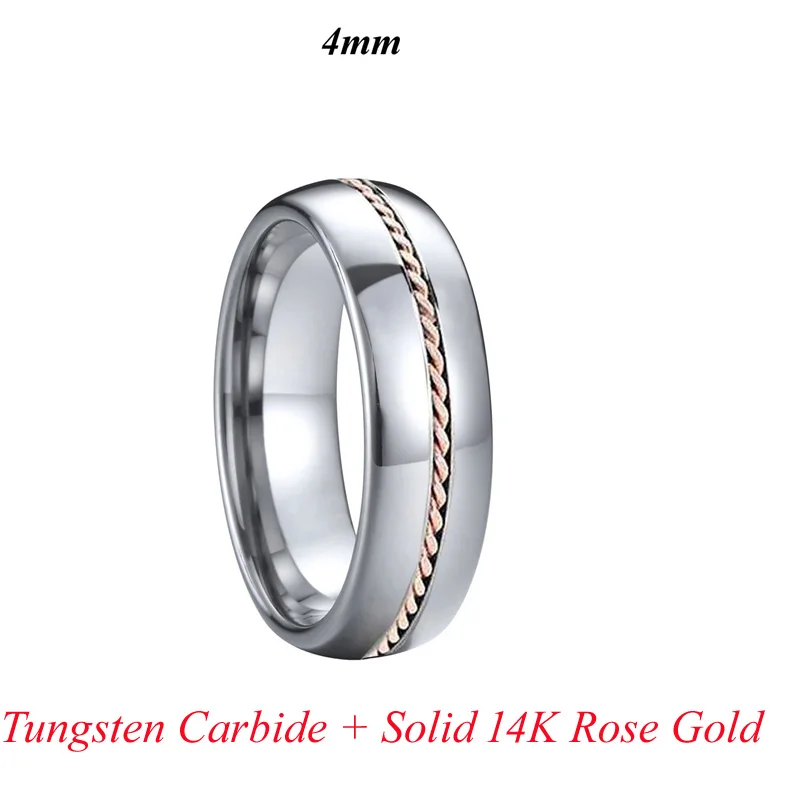 Классические брак союзов обручальное кольцо из карбида вольфрама кольца для пары обувь для мужчин и женщин подарок розовое золото твист инкрустация 4/6/8 мм - Цвет основного камня: PVF310 (4mm)