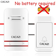 CACAZI Wireless DoorBell No Battery Need Waterproof smart Door Bell Cordless EU US plug Remote AC 110V-220V 1 emitter 1 Receiver