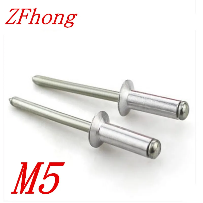 100pcs m5*6.4/8/10/12/16/20/25 5mm aluminum countersunk head pop rivet