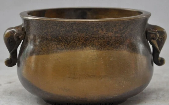 

shitou 003216 marked chinese buddhism pure bronze Elephant head statue incense burner Censer