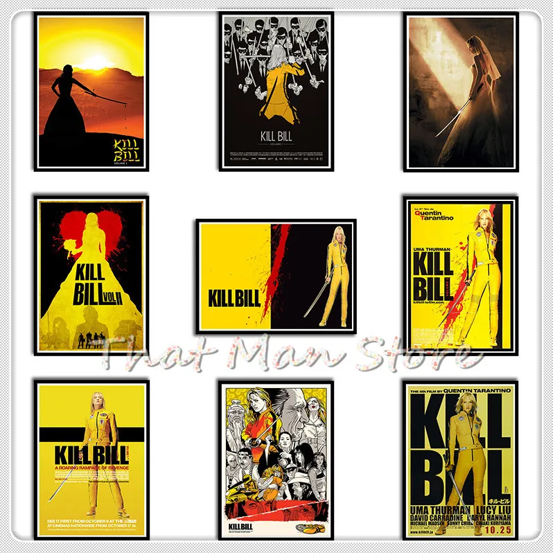 Kill Bill Vol.1 классические белые наклейки из крафт-бумаги на стену 42x30 см | Дом и сад