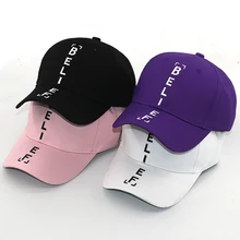 Модная летняя кепка для женщин и мужчин, бейсболки с вышивкой BELIEF, хлопковая Регулируемая Спортивная Кепка, Кепка в стиле хип-хоп для пеших прогулок, универсальная Кепка