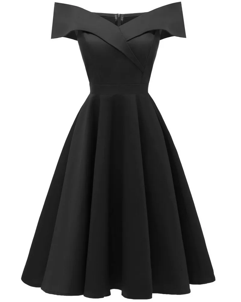 LSYCDS, сексуальное винтажное платье с открытыми плечами, с вырезом лодочкой, без рукавов, хлопок, эластичное, а-силуэт, для девушек, тонкое, для вечеринок, женское летнее платье - Цвет: Black