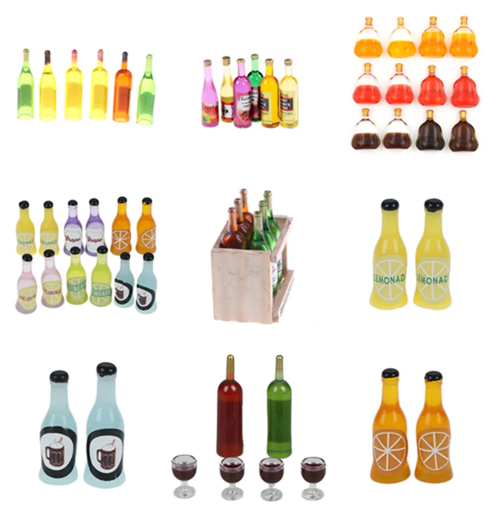 

Colorful Wine Bottles Dollhouse Miniature 1:12 1:6 For Kids Girls Toys Dinette Enfant Dollhouse Kitchen Toys 1/2/3/4/5/6 Pcs