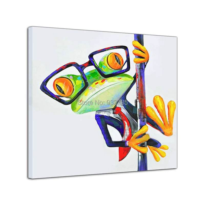 Large-Animal-Hand-Painted-Oil-Painting-Glasses-Frog-Funny-Cute-Modern-Pictures-Wall-Art-Home-Decor (3)