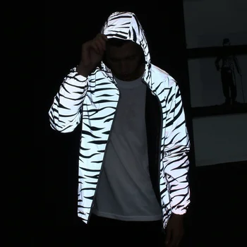 

Fall 2020 thin men printed stripe jacket zebra 3 m reflective jackets