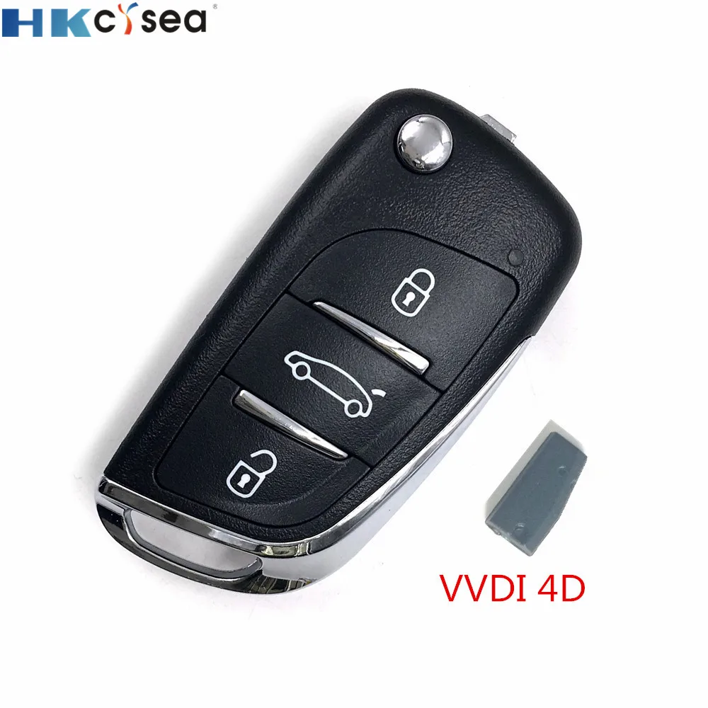 

HKCYSEA 1 Piece 3 Buttons Xhorse Car Key Remote Replacement English Version for VVDI Key Tool with 1 Piece VVDI 4D Chip