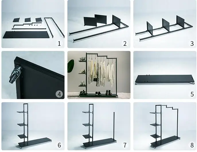 Витрина для одежды, витрина для одежды, напольная стойка, боковая подвесная полка для хранения одежды, стеллажи можно перемещать и вытягивать одежду ra
