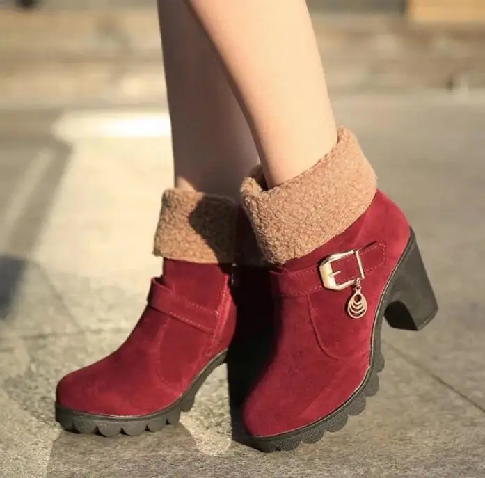

2018 autumn and winter new versatile belt buckle thick with anti-skid was thin in the tube overturned two wearing Martin boots