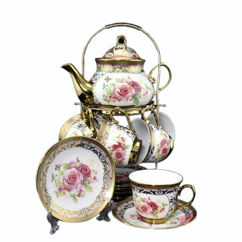 European Classic Fine Bone China Tea Set Titanium Wedding