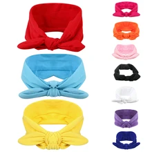 1 Unids venda Del Bebé de la Mamá Del Bebé Orejas de Conejo Aro Del Pelo Stretch Nudo Del Arco Headwear Bohemia Vinchas de Algodón # LD789