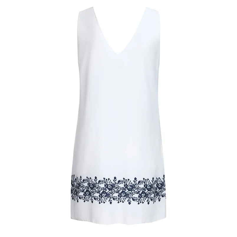 S-2XL Summer V Neck Floral Print Sleeveless Casual Mini Dres Soft Gridding Sexy Dress For Ladies Girls 40MY08 (4)