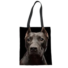 FORUDESIGNS черный питбуль печать хозяйственная сумка складная женская сумка холст шоппер Bolso Mujer для девочек Персонализированная сумка