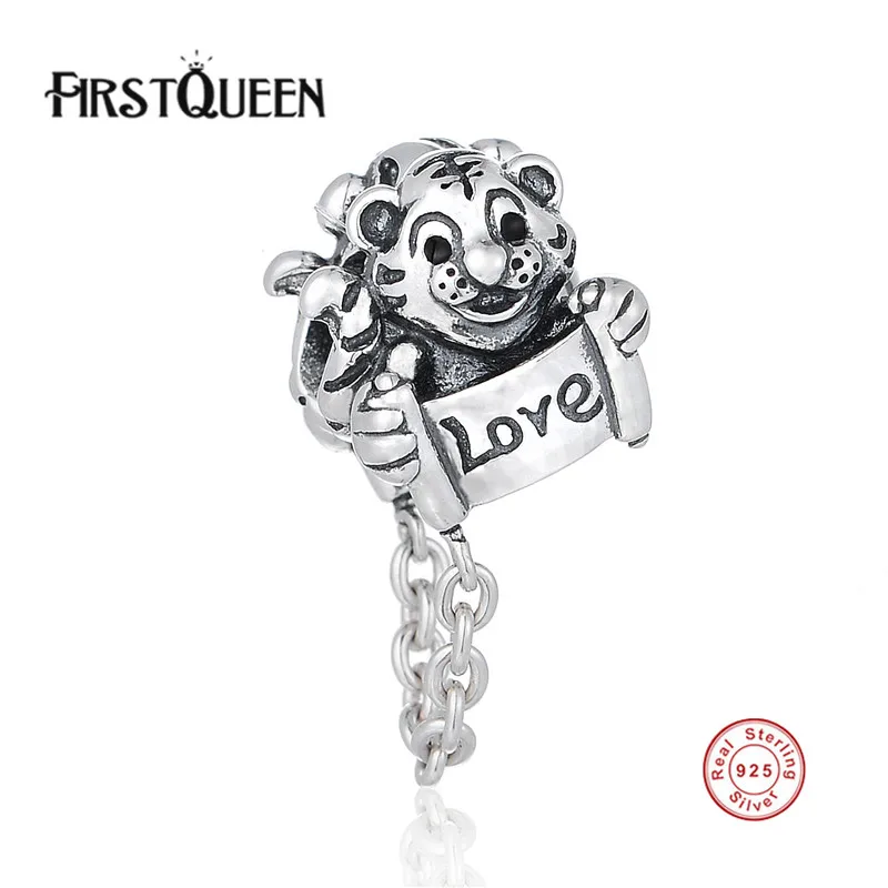 

FirstQueen 925 Sterling Silver Aninmal Love Tiger Charms European Bead Fit Snake Chain Bracelet Bangle DIY Accessories Jewelry