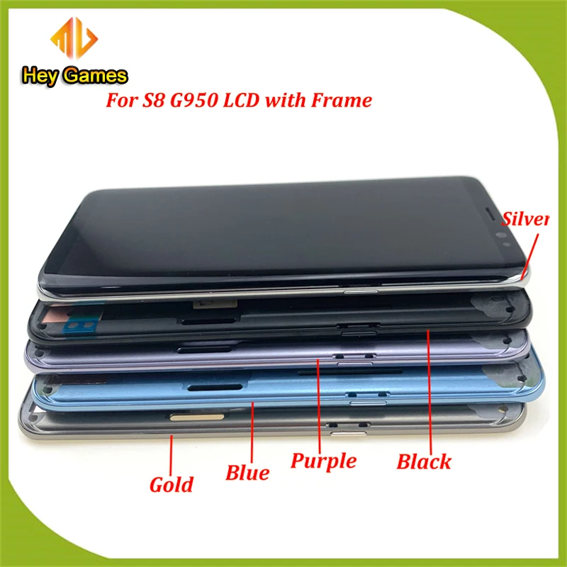 

New Amoled Display For Samsung Galaxy S8 LCD Display Touch Screen With Frame Replacement LCD For Samsung S8 G950F LCD Blue Black