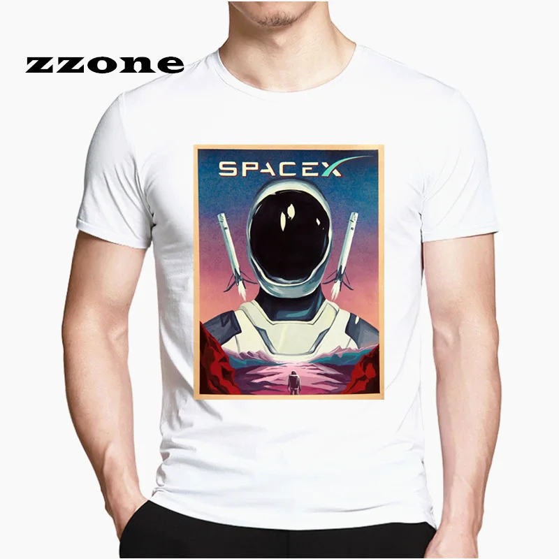 Spacex Графический Футболка для мужчин и женщин футболки повседневное Забавный дизайн популярные занять Марс пространство X Футболка HCP4538