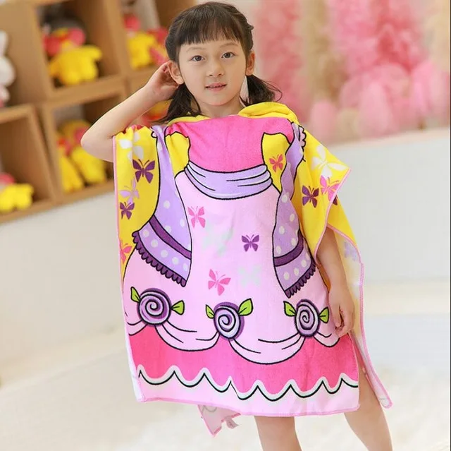 Baby Hooded Bath Towel Poncho Children Kids Bathrobe Towels Bath Robe Quick Dry Absorbent Microfiber Travel Sports Beach Towel