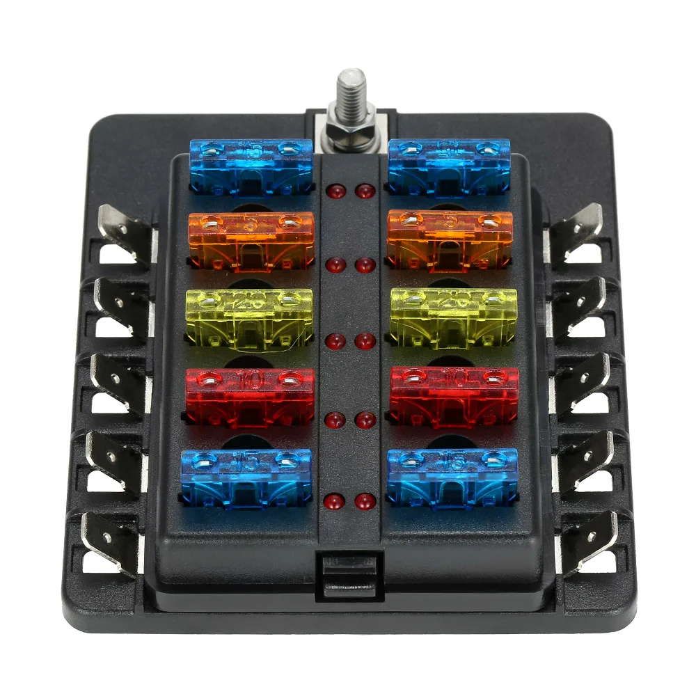 10 Way Blade Fuse Box with LED Indicator Fuse Block for ... car fuse box icons 