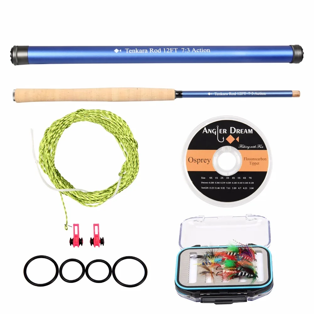 

Angler Dream 30T Carbon Fiber Tenkara Fly Fishing Rod Combo 12FT/13FT Tenkara Fly Rod With Fishing Box And Flies