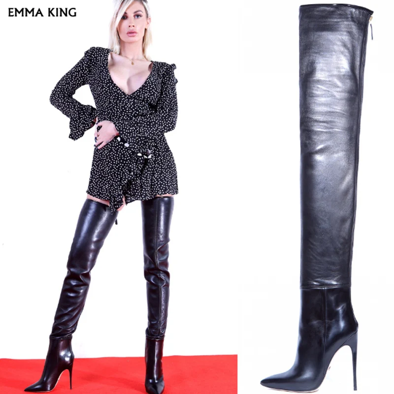 

New Slouchy Thigh-high Heeled Boots Women Pointed Over the Knee Boots Fashion Stiletto Heel Botas Mujer Heels Ladies Shoes Woman