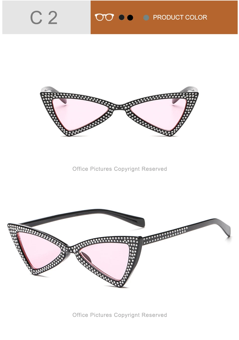 jumlai Fashion Cute Sexy Ladies Triangular type Cat Eye Sunglasses Women Vintage Brand Small Sun Glasses Female (5)