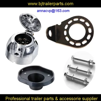 

7 Pin trailer connector metal round trailer socket set with outlet and bracket /boat/ caravan/ motorhome/ car/ aut trailer parts