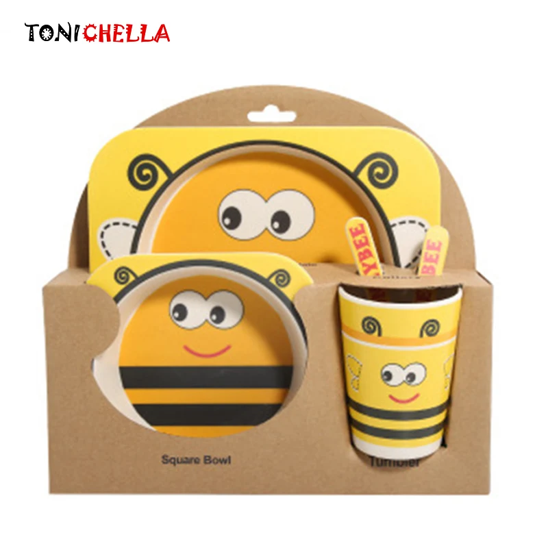 5 Pcs/Set Baby Bamboo Fiber Dinnerware Toddler Safety Tableware Set Bowl Cup Spoon Fork Feeding Dishes Kids Utensils BB5074 5 Pcs/Set Baby Bamboo Fiber Dinnerware Toddler Safety Tableware Set Bowl Cup Spoon Fork Feeding Dishes Kids Utensils BB5074