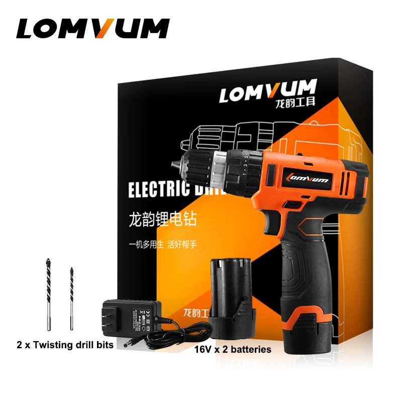 Дрель шуруповерт LOMVUM аккумуляторная ударная 16 В|electric drill|cordless electriccordless electric drill |