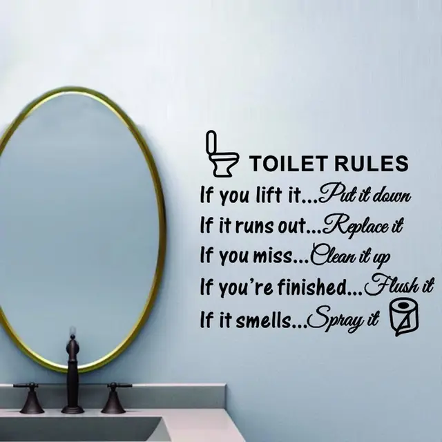 toilet rules bathroom toilet wall sticker vinyl art decals diy home